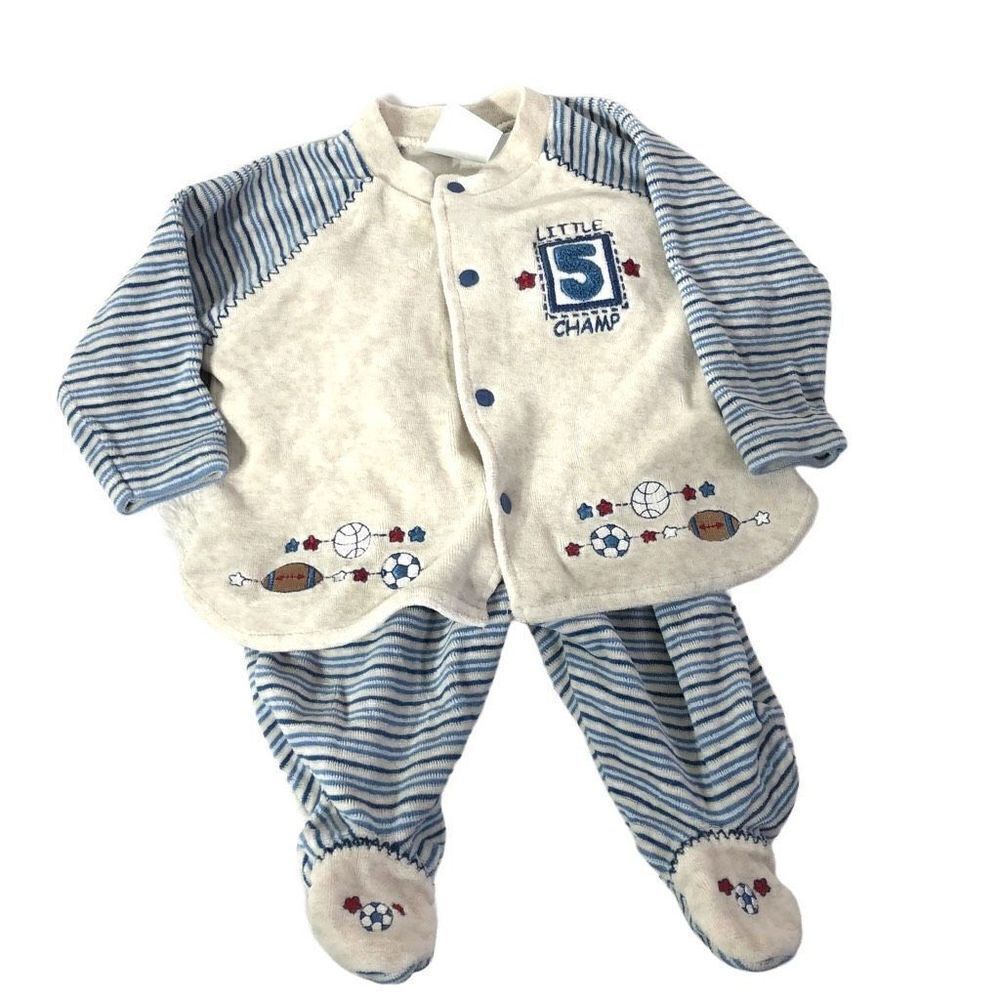 Koala Baby Infant's Little 5 Champ velvet Sleepwear Set Size 3-6M